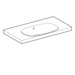 Lavabo serie Geberit Acanto, con superficie de apoyo: 90x48cm, Toma de grifo=Centro, Rebosadero=Visible, Blanco
